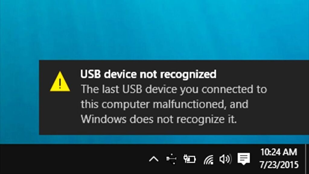 حل مشكلة USB Device Not Recognized في ويندوز 10