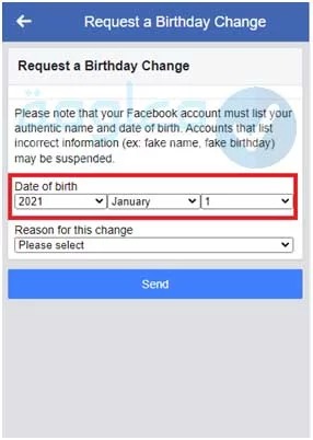 طلب تغير تاريخ الميلاد على الفيس بوك